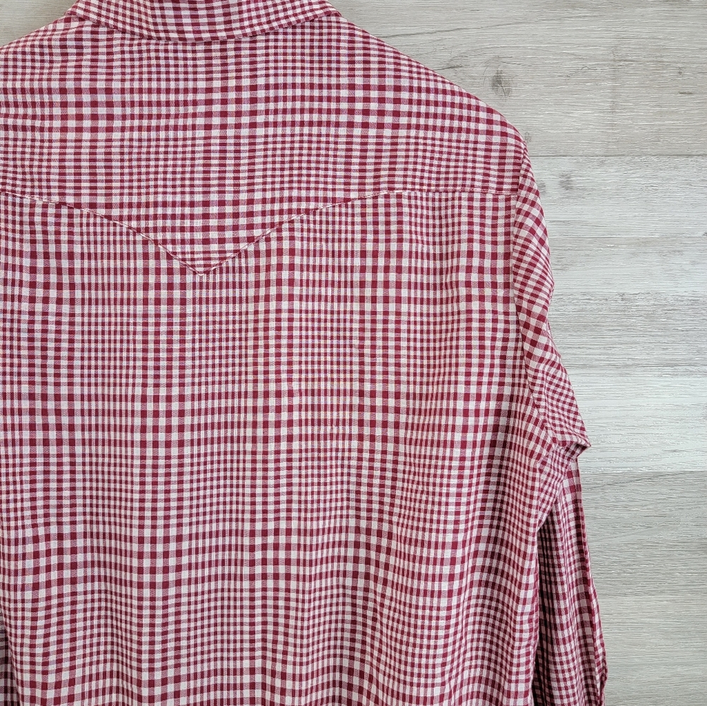Vintage 80s Fenton Red Plaid Western Button Down Women's Shirt Size 15/16 - Picture 11 of 14